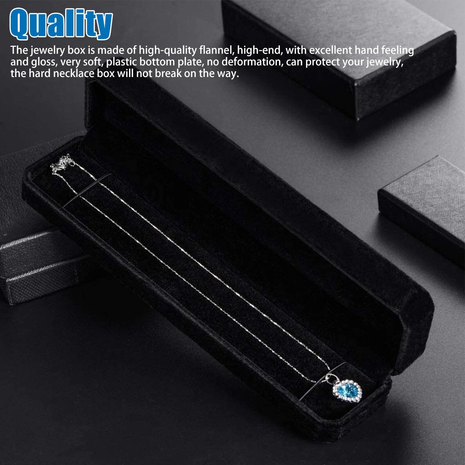 1PC Black Velvet Necklace Chain Gift Box Bracelet Storage Case Jewelry Display | eBay
