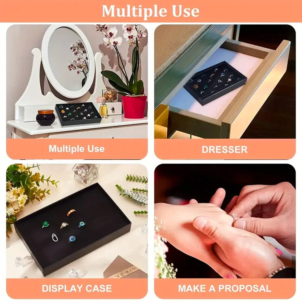 100 Slots Ring Box Jewelry Display Organizer Tray Holder Earrings Storage Case | eBay