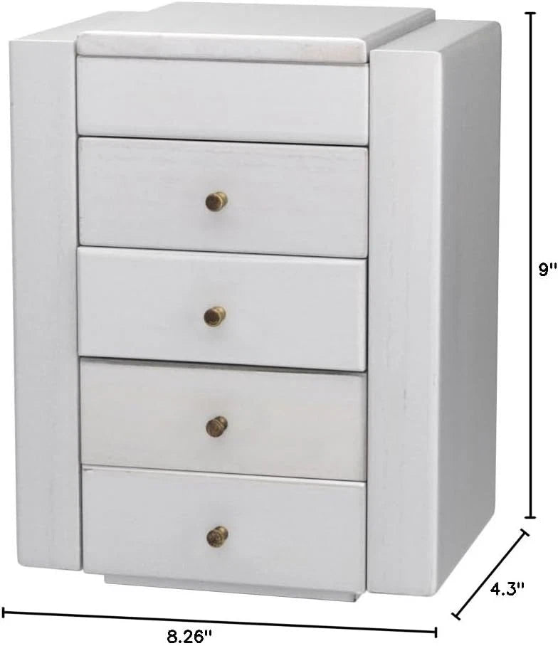 Charming White 5-Layer Jewelry Storage Box with Built-in Mirror & 4 Drawers | eBay