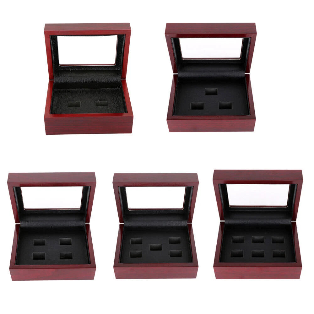 2/3/4/5/6 Championship Ring Display Box Wooden Collection Case Storage Holder | eBay
