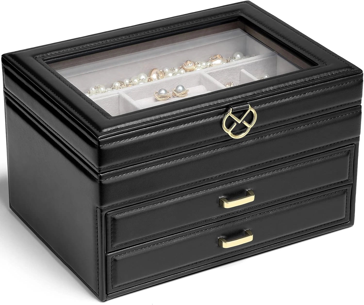 3-Layer Jewelry Box for Women Girls - Jewelry Organizer Box with Glass Lid - Jew | eBay