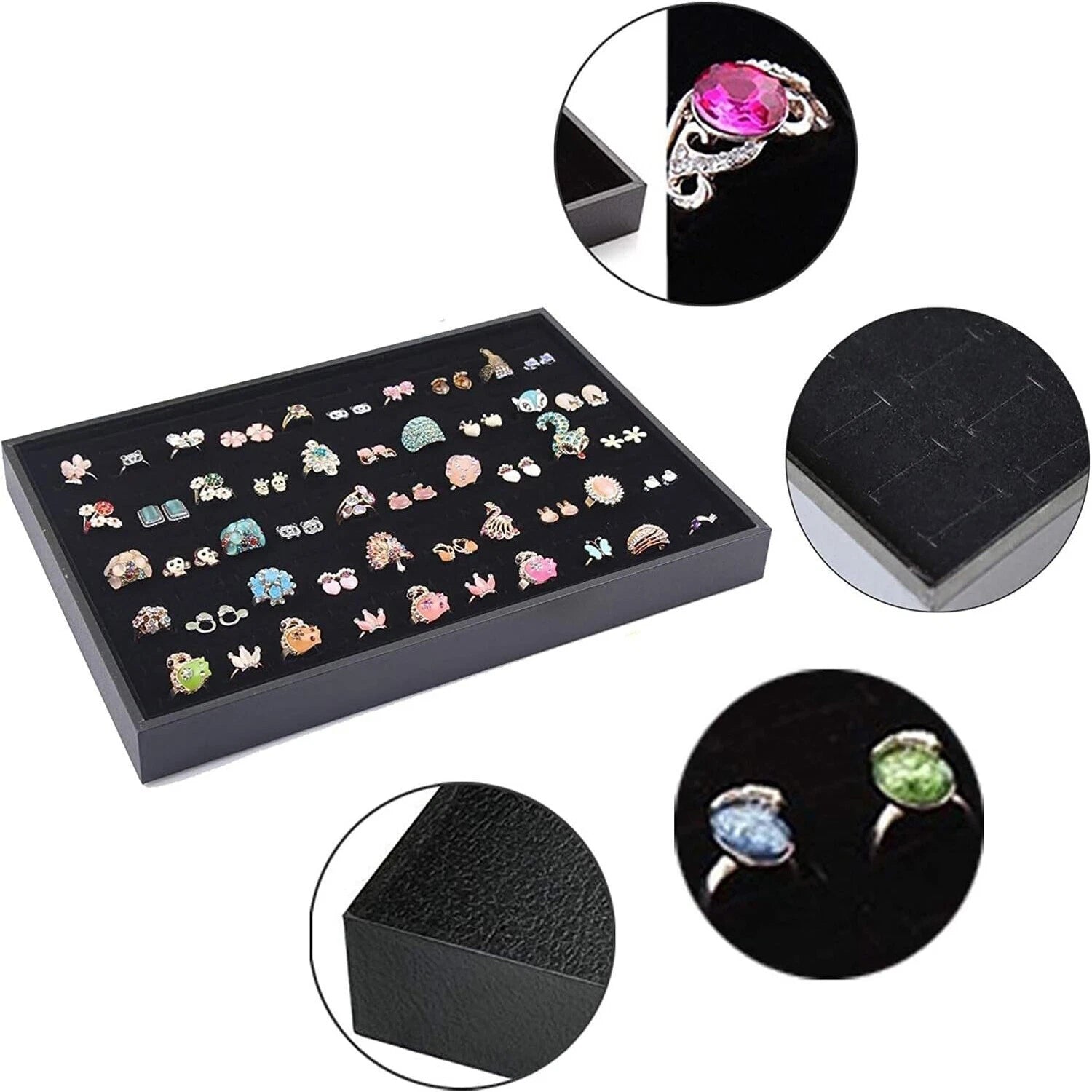 5PC 100Slot Jewelry Ring Display Organizer Tray Holder Earrings Storage Box Case | eBay