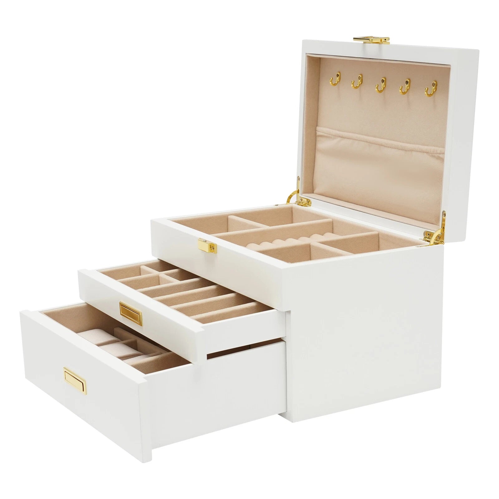 3-Layer Jewelry Organizer Box Earring Ring Necklace Bracelet Storage Case White | eBay