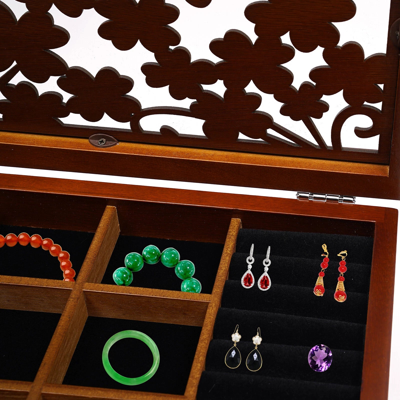 6 Layers Wooden 5 Drawers Large Jewelry Box With Mirror Organizer Box Gift | eBay