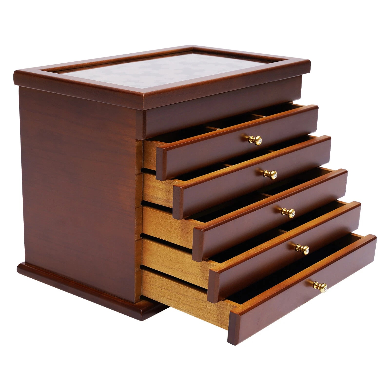 6 Layers Wooden 5 Drawers Large Jewelry Box With Mirror Organizer Box Gift | eBay