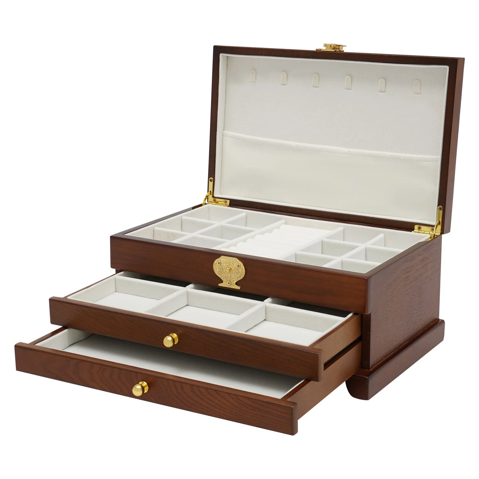 3 Layers Jewelry Organizer Storage Box Earrings Rings Necklaces Watches Cabinet | eBay