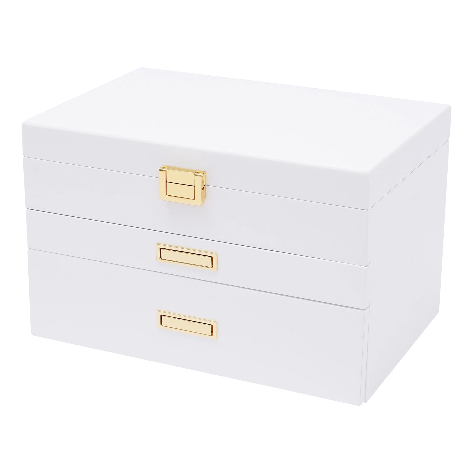 3-Layer Jewelry Organizer Box Earring Ring Necklace Bracelet Storage Case White | eBay