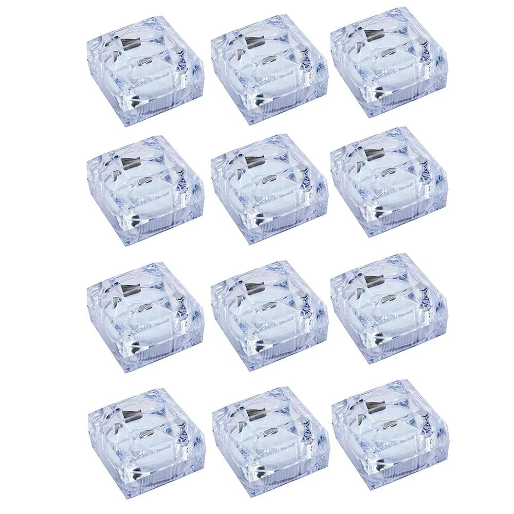 12 PC Clear Crystal Ring Gift Boxes Earrings Jewelry Storage Box BlACK RED WHITE | eBay