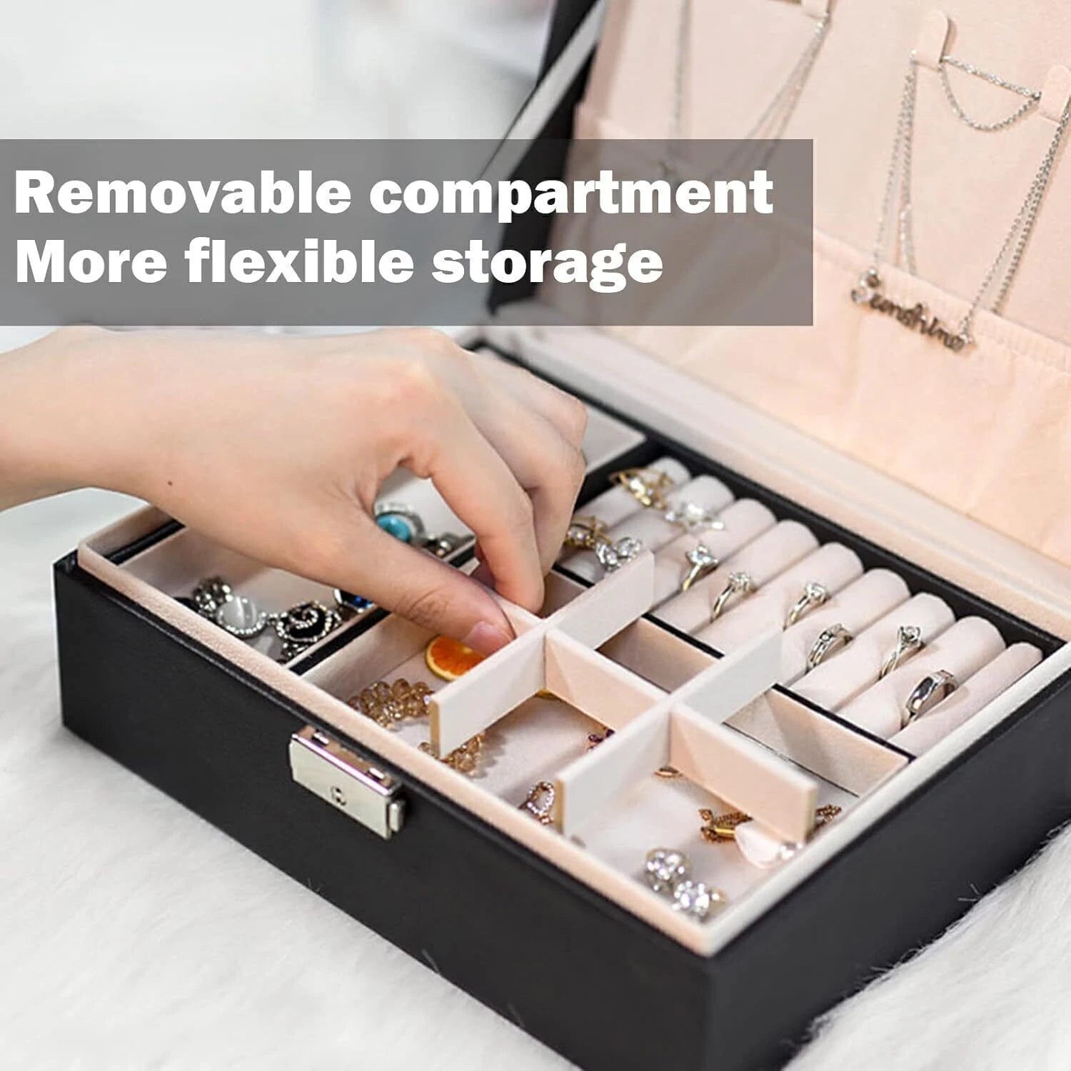 2 Layer Jewelry Organizer Box, PU Leather Jewelry Box with Removable Tray NEW | eBay