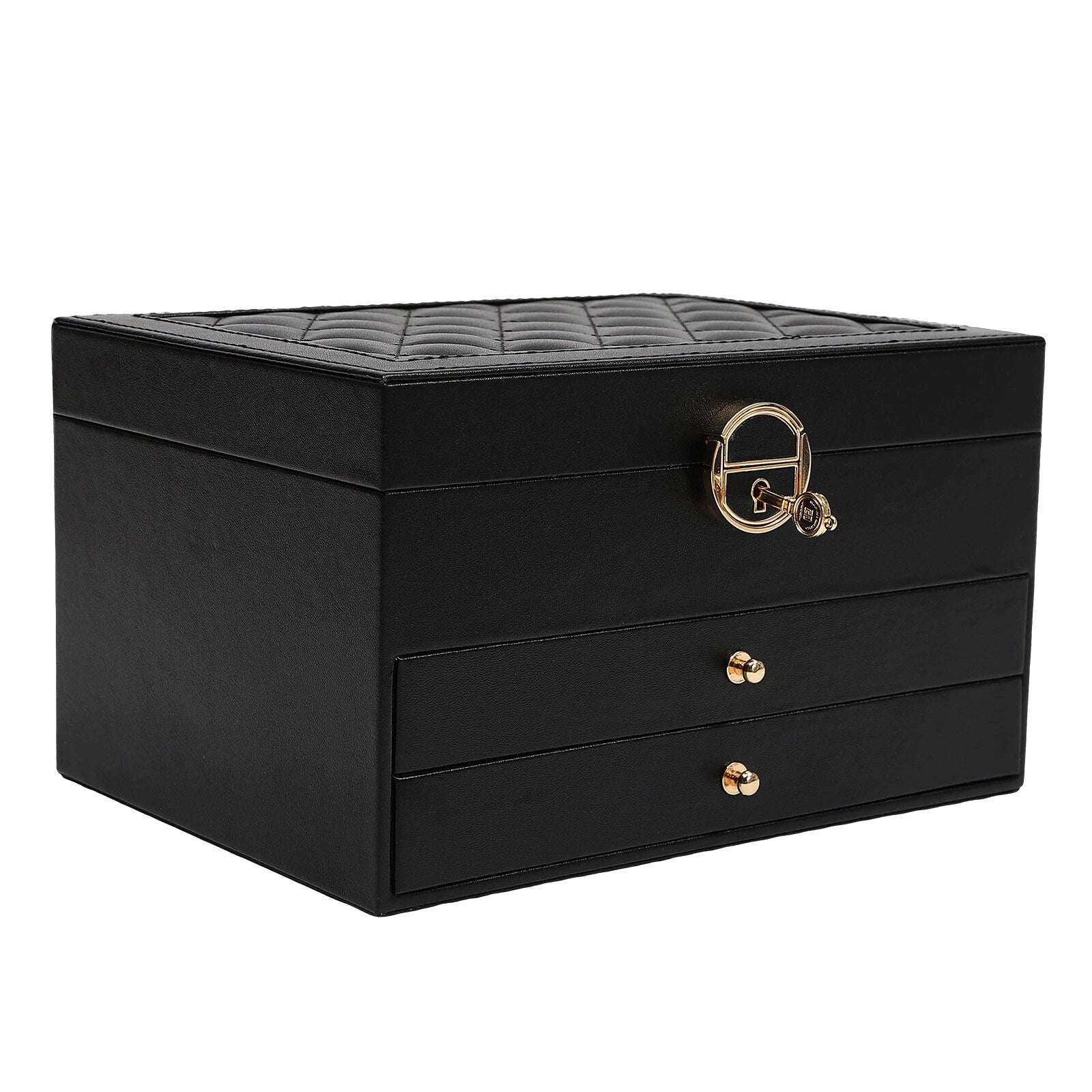 3-Layer Jewelry Box Organizer with Lockable Storage and Velveteen Lining | eBay