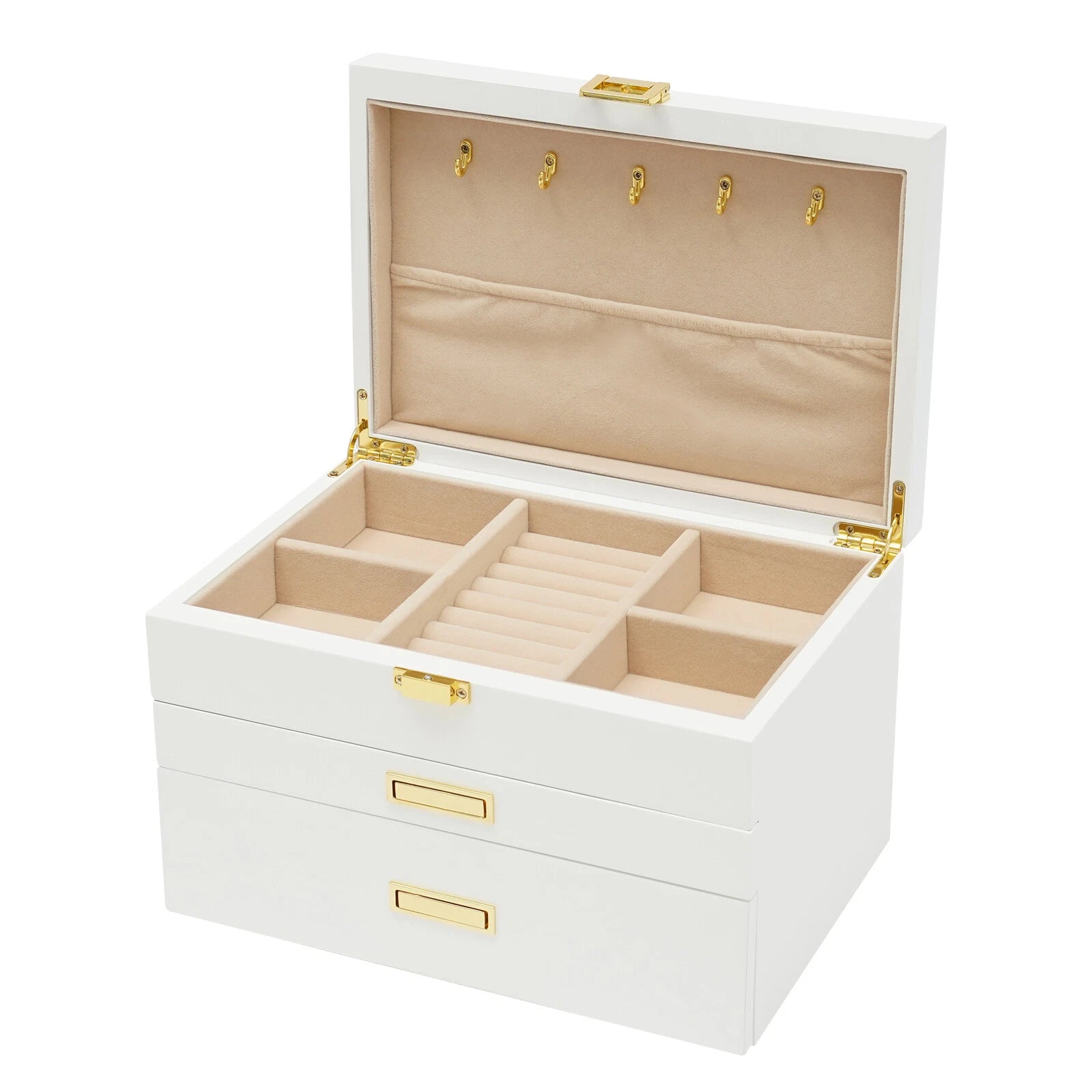 3-Layer Jewelry Organizer Box Earring Ring Necklace Bracelet Storage Case White | eBay