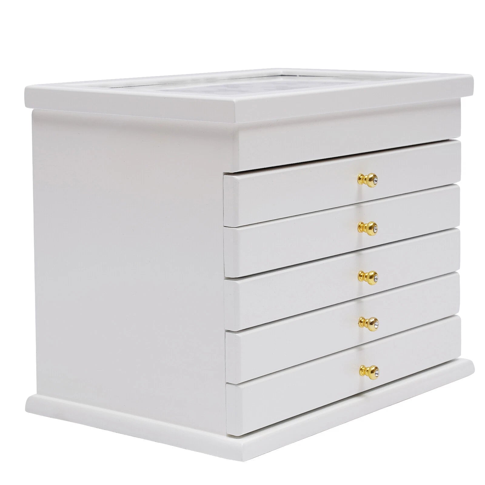 6-Layer White Jewelry Boxes Ring Necklace Storage Large-Capacity Wooden Box Case | eBay