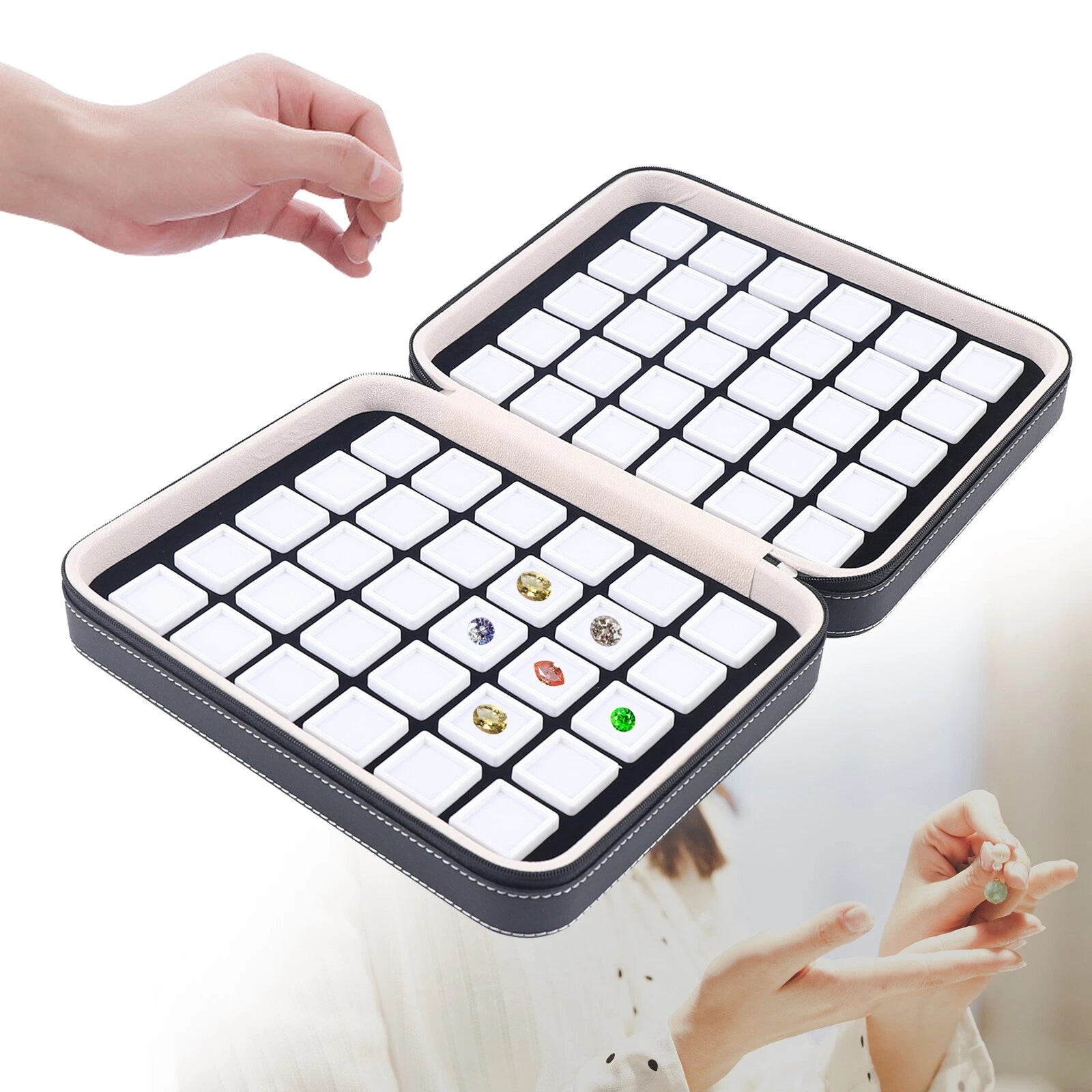 60 Grids Luxury Diamond Gemstone Organizer Display Box Jewelry Storage Case NEW | eBay