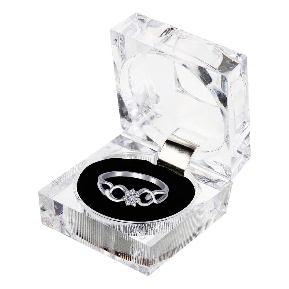 12 PC Clear Crystal Ring Gift Boxes Earrings Jewelry Storage Box BlACK RED WHITE | eBay