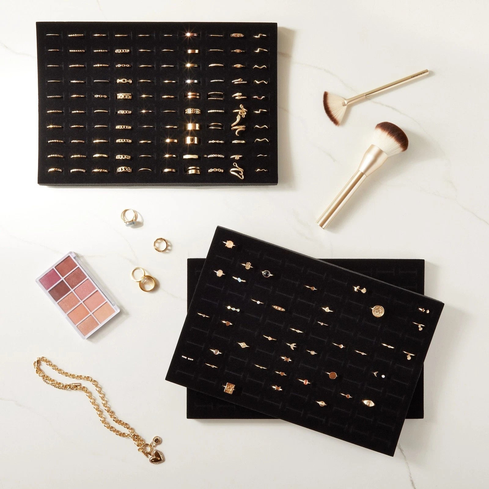 5-Pack 100 Slots Velvet Ring Insert Display Tray (13 x 9 In, Black) 843128189932| eBay