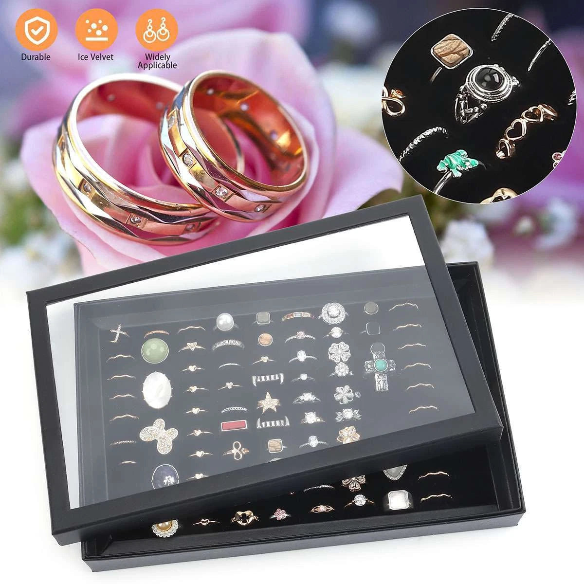 100 Slots Jewelry Ring Display Organizer Case Tray Holder Earring Storage Box | eBay