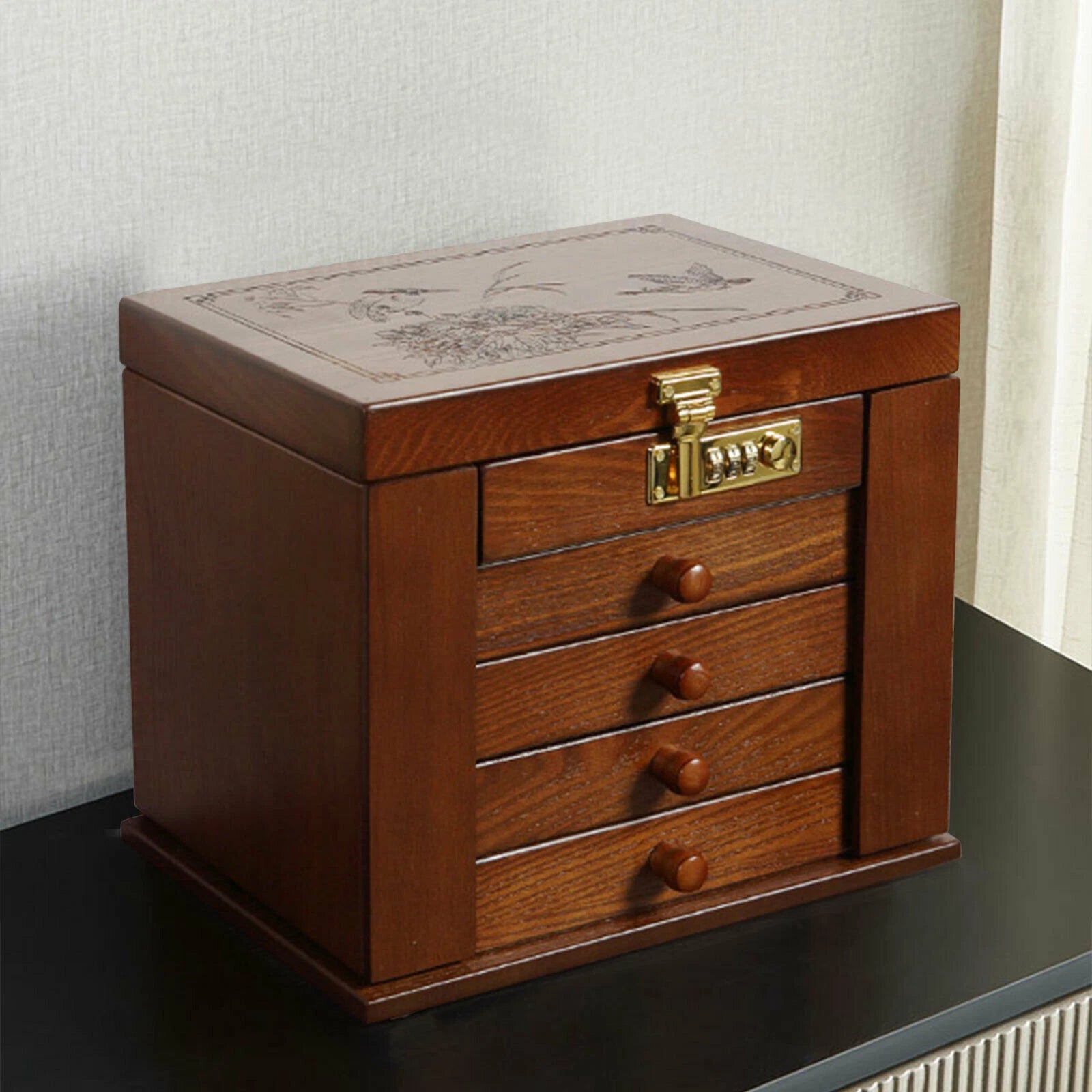 Jewelry cabinet Wooden Jewelry Case with mirror Utility Storage Box Armoire 5" | eBay