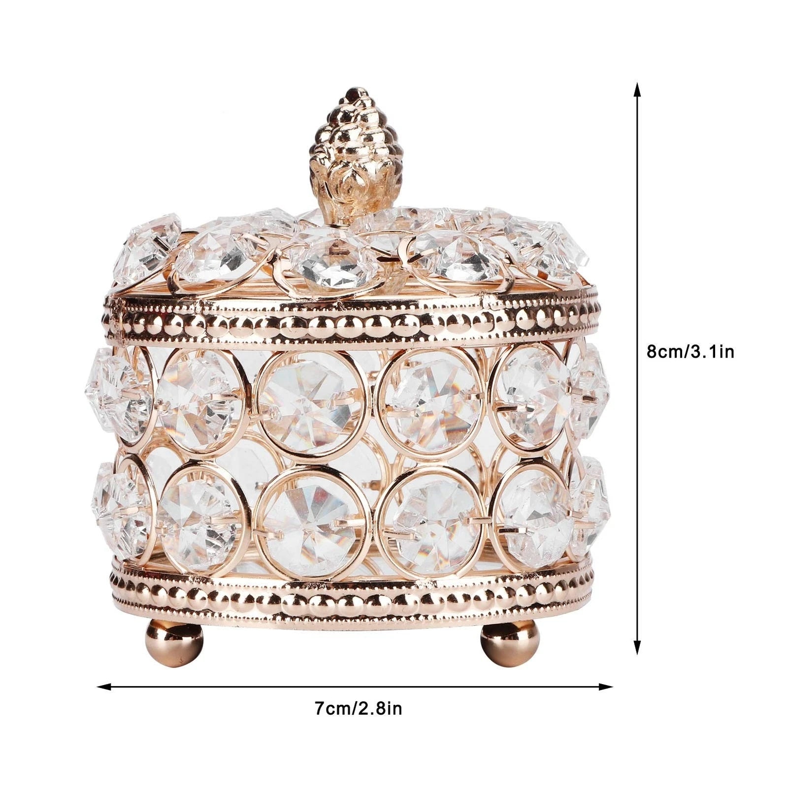 Jewelry Storage Box, Rounded Corner Crystal Jewelry Organizer, Earrings Rings... | eBay
