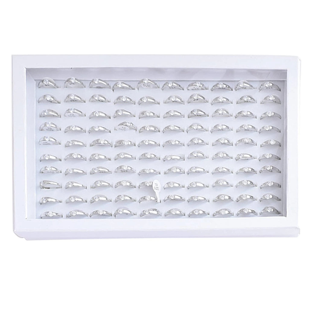 Jewelry Rings Display Tray Velvet 100 Slot Case Box Jewelry Storage Box White | eBay