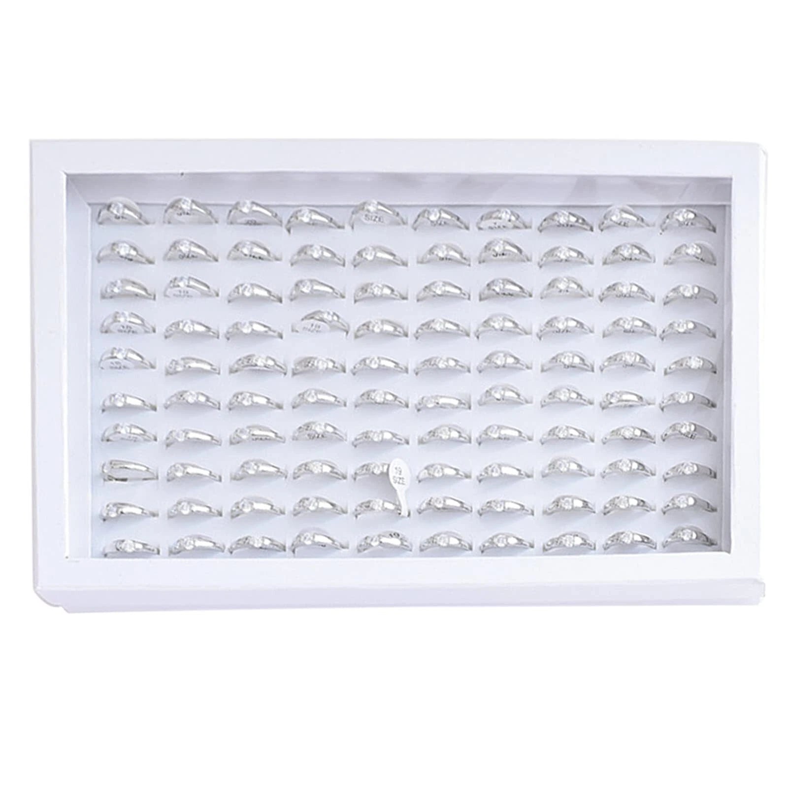 Jewelry Rings Display Tray Velvet 100 Slot Case Box Jewelry Storage Box White | eBay