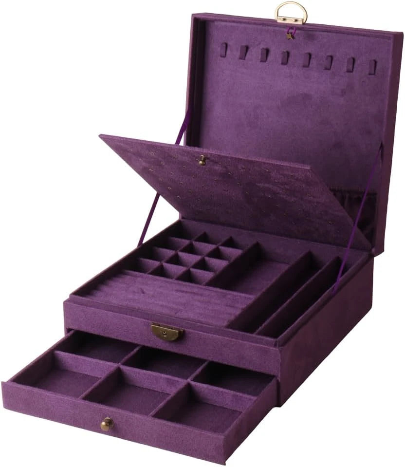 Women Jewelry Box Lockable 3 Layers Large Jewelry Organizer Storage Case for Ear | eBay