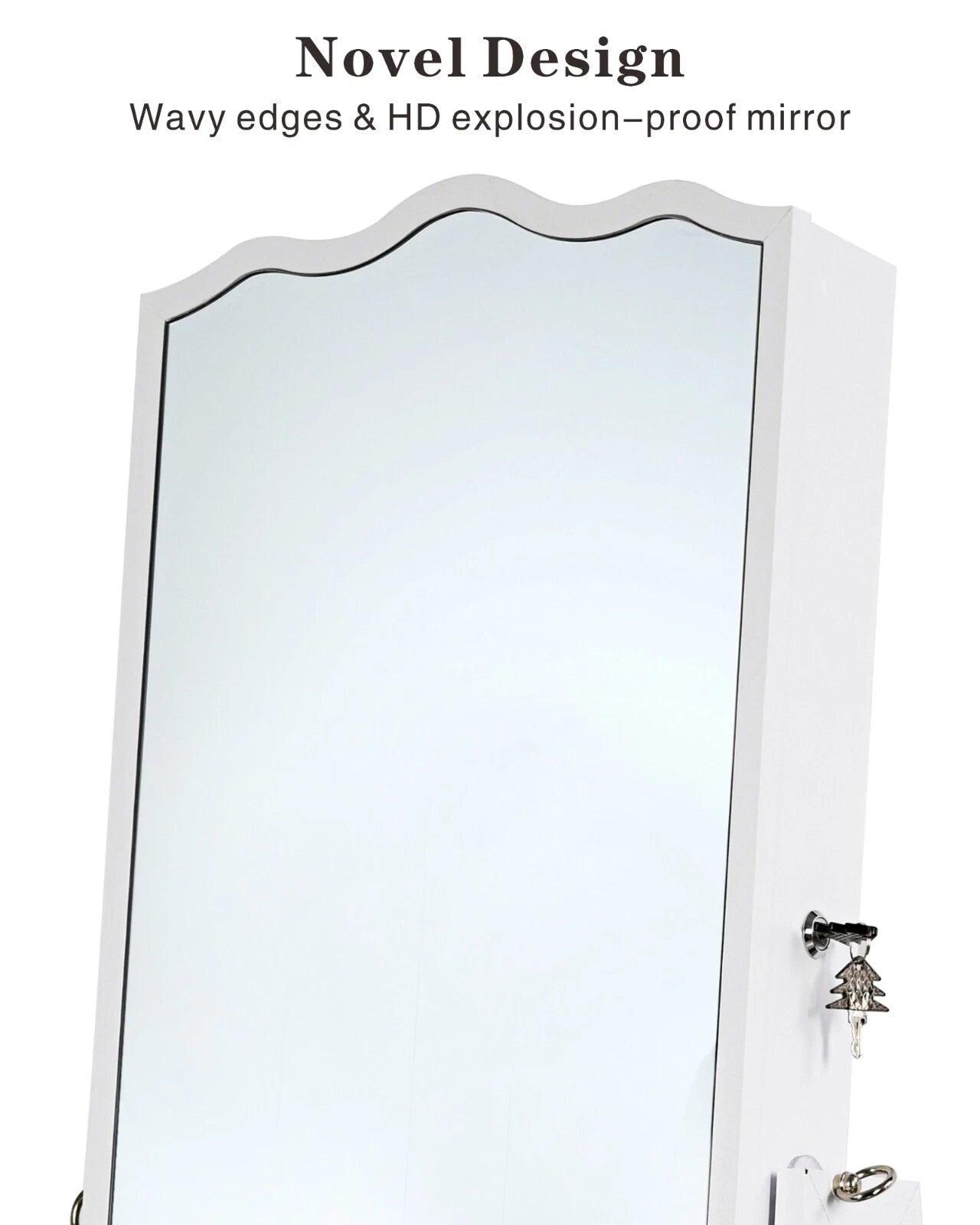 Full-Length Mirror Jewelry Cabinet, 360° Swivel Jewelry Armoire with LED Lights | eBay