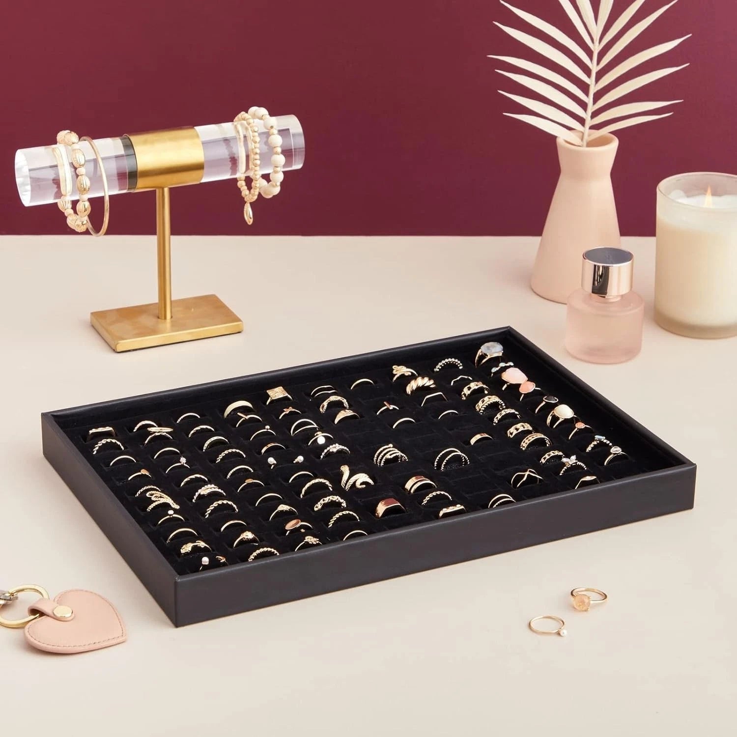 100 Slots Ring Box Jewelry Display Organizer Tray Holder Earrings Storage Case | eBay