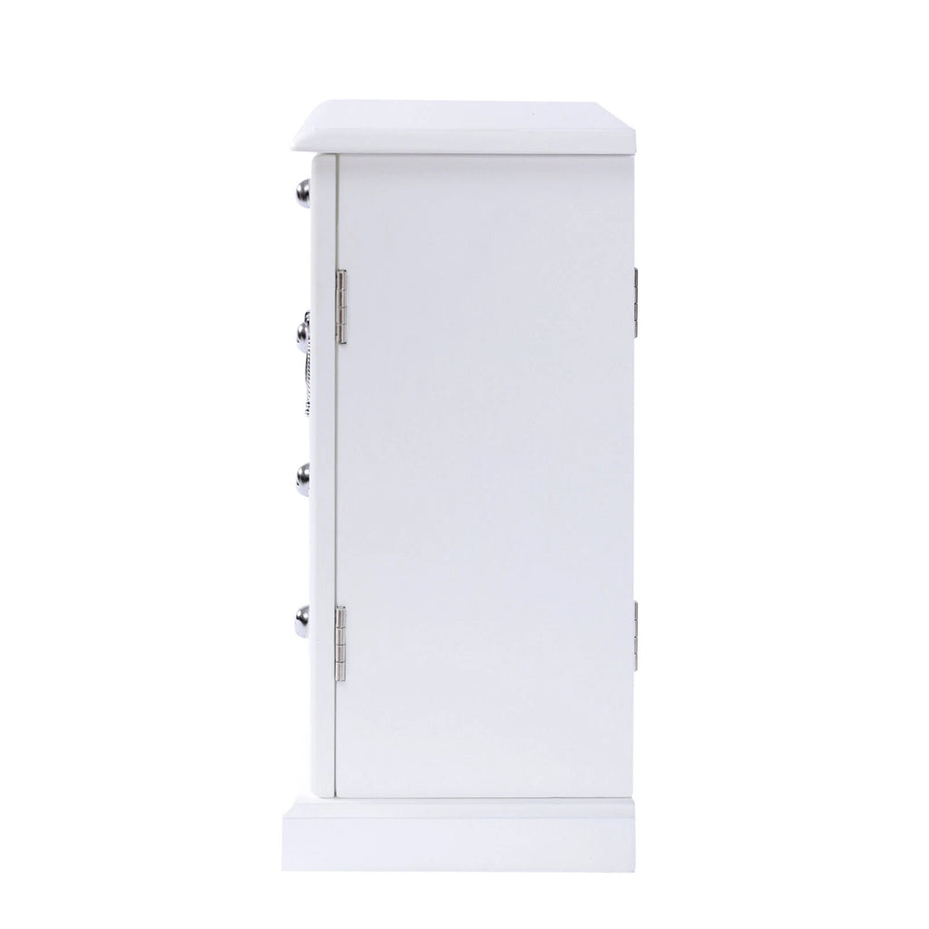 Wooden 4 Drawers Jewelry Box W/ Mirror Storage Organizer Drawers White For Women | eBay