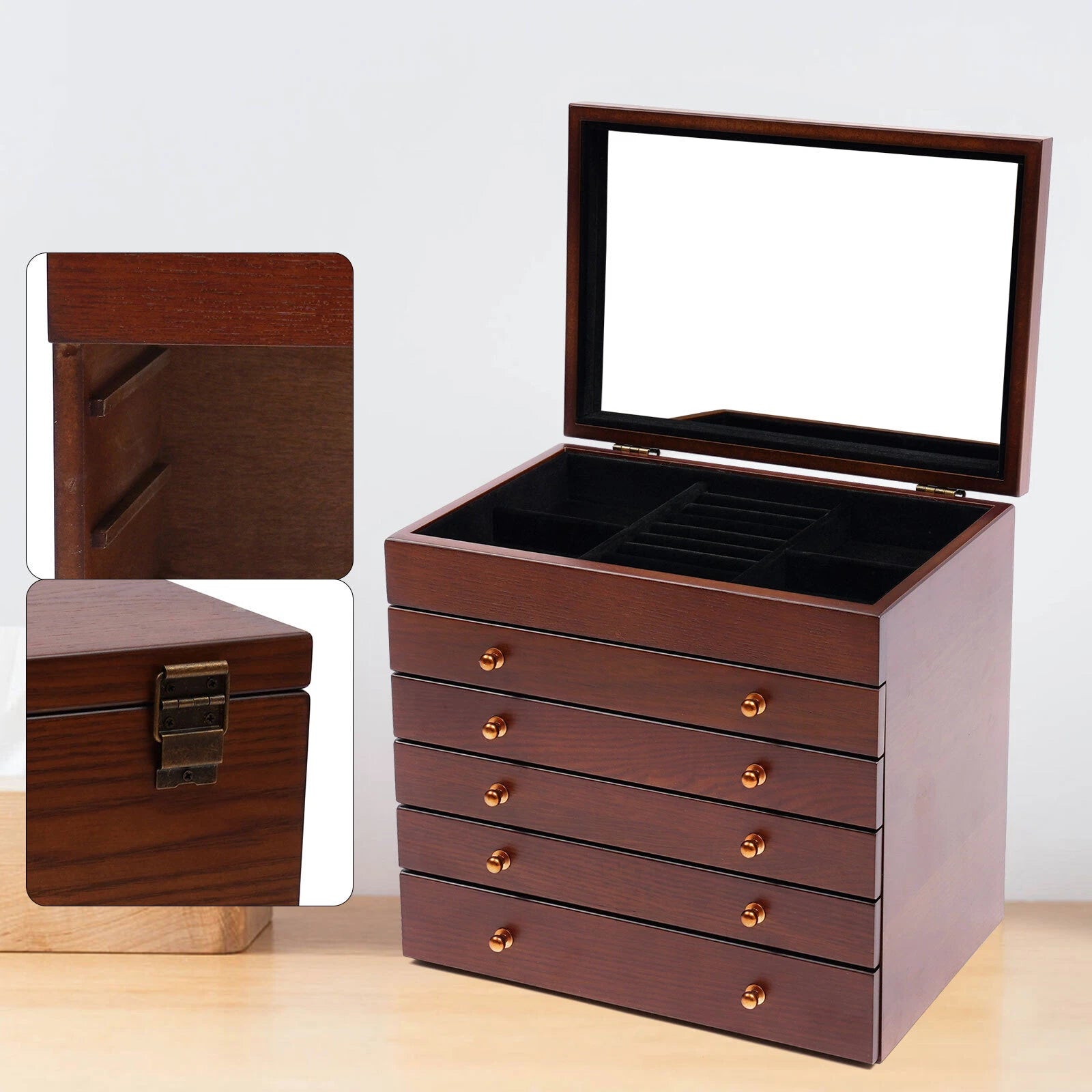 Wooden Jewelry Case Necklace Watches Storage Box or Earrings Rings Bracelet | eBay