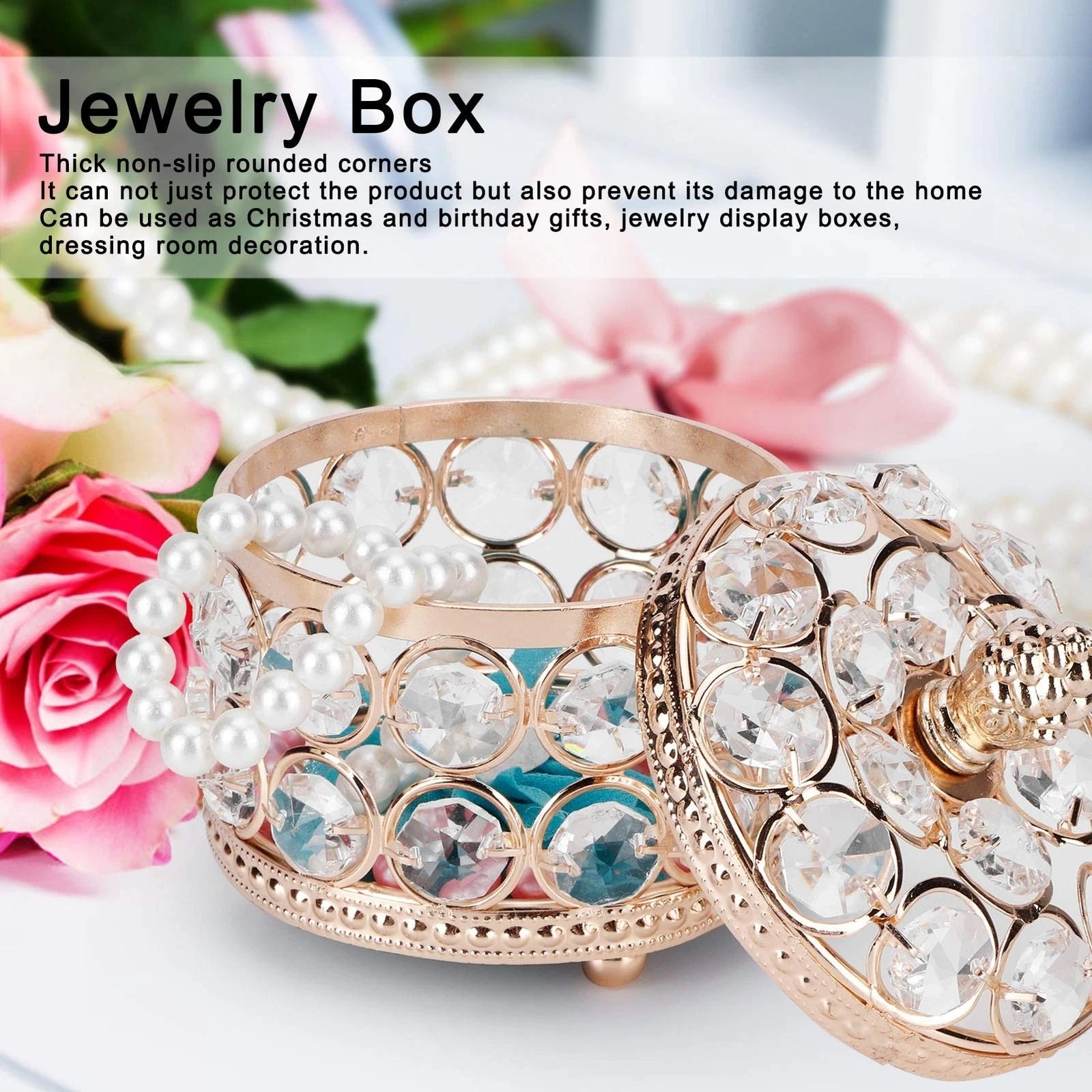 Jewelry Storage Box, Rounded Corner Crystal Jewelry Organizer, Earrings Rings... | eBay