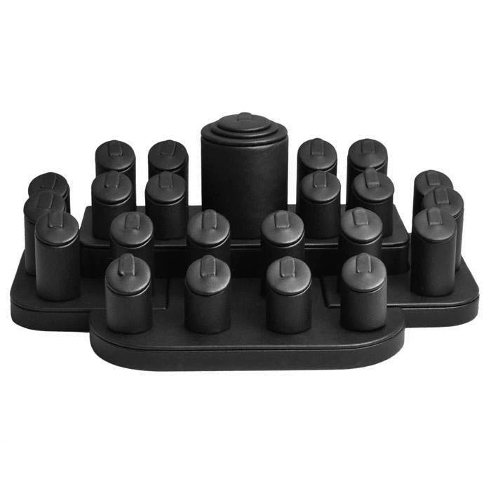 Black Leatherette Jewelry Ring Display Set Ring Tray Organizer ~ Holds 23 Rings | eBay