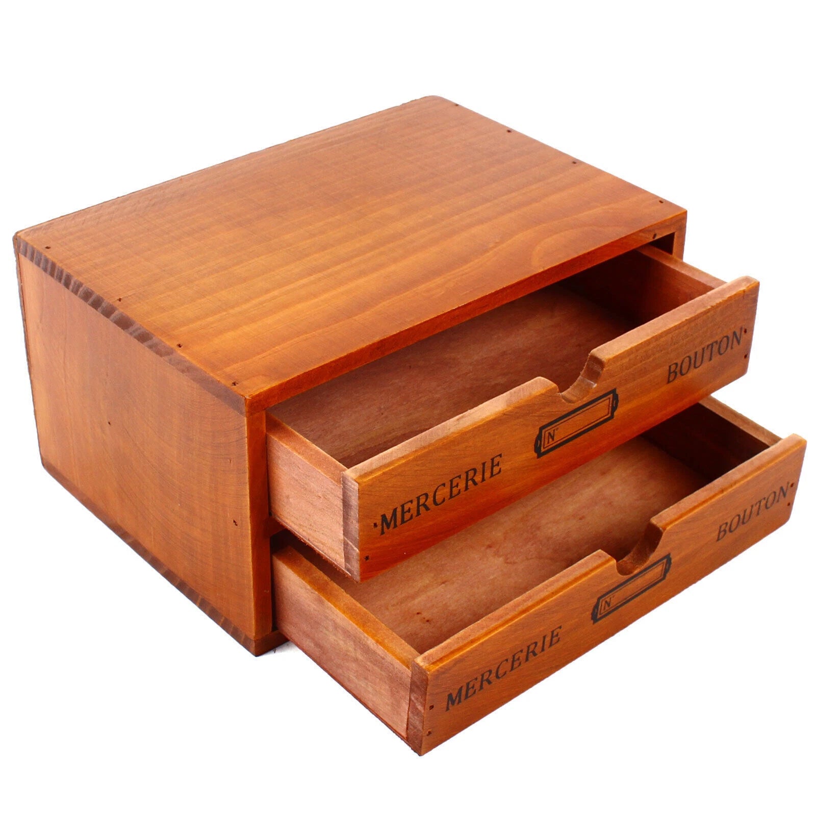 Vintage Wood Jewelry Organizer Storage Box w/ Drawers Cosmetic Cabinet 2 Layers | eBay