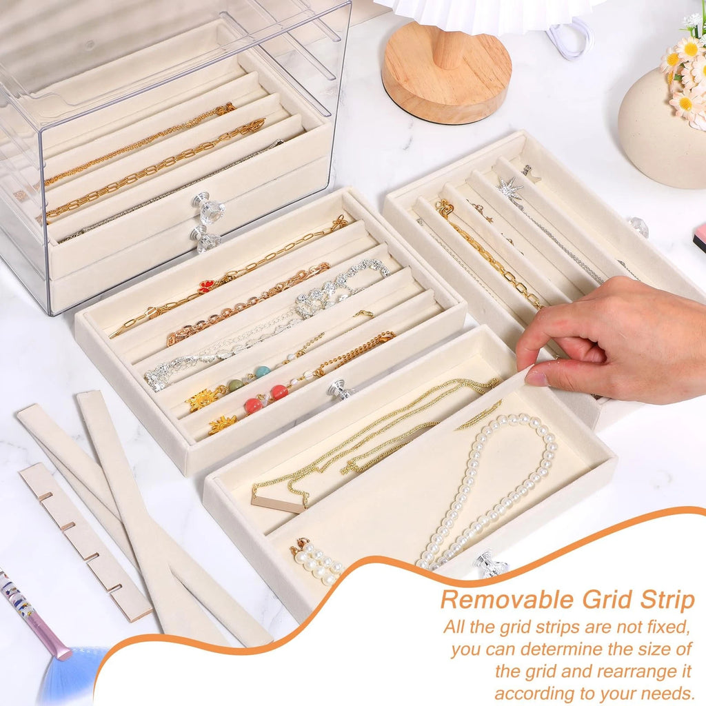 HOFURME 5-Drawer Necklace Organizer Box with Clear Acrylic & Velvet Lining, B... | eBay