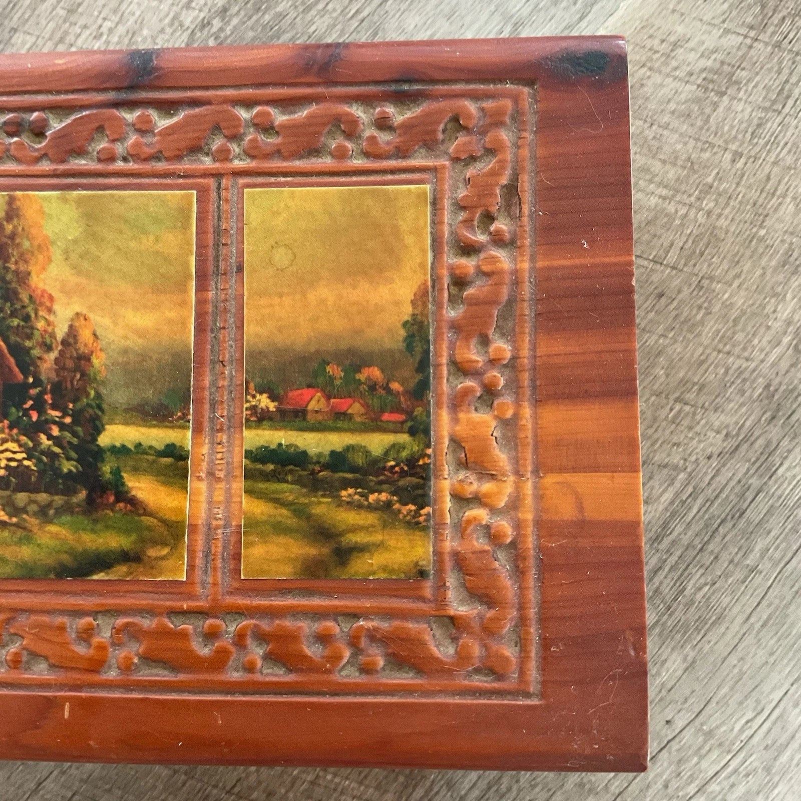 Vintage Cedar Jewelry Chest W/ A Mirror 10.3/4" x 6" X 5" Beautiful | eBay