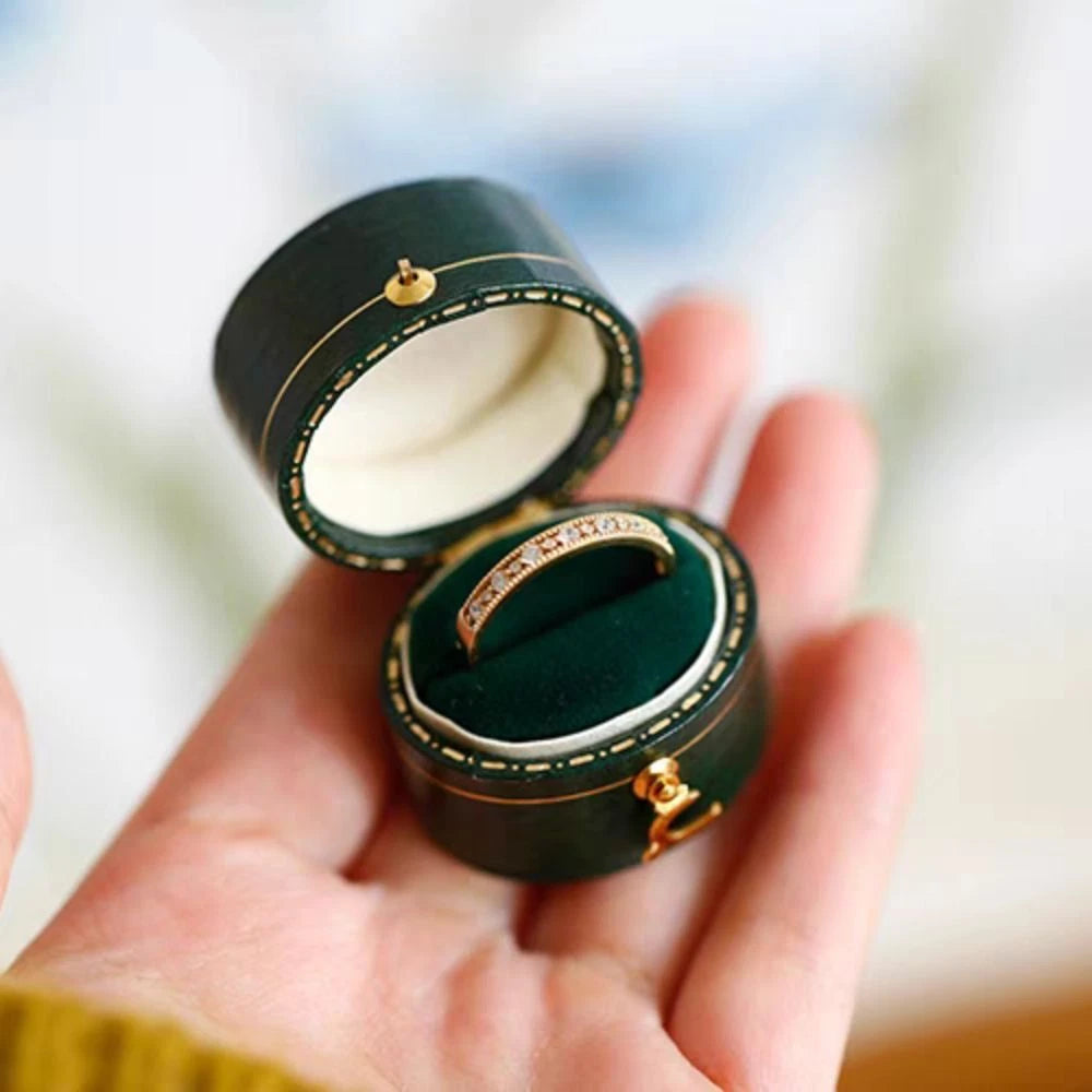 Engagement Ring Box Flannel Buckle Jewelry Case Vintage Leather Small Ring Box | eBay
