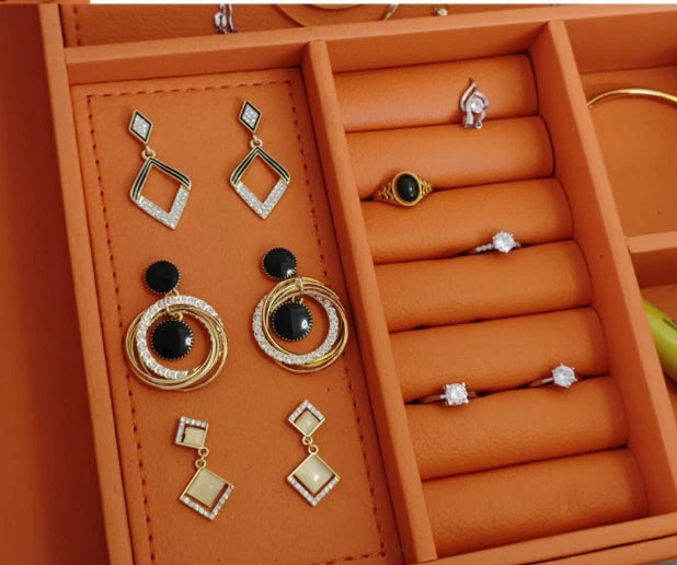 Luxury Leather Jewelry Box Organizer - Orange | eBay