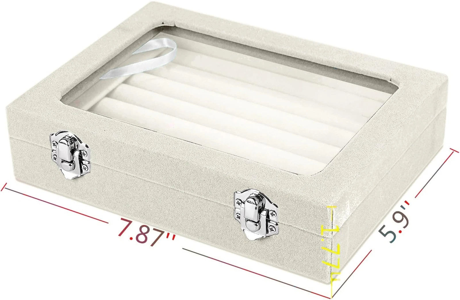 Jewelry Box Rings Organizer Tray 7 Slots Velvet Jewelry Earring Storage Box W... | eBay