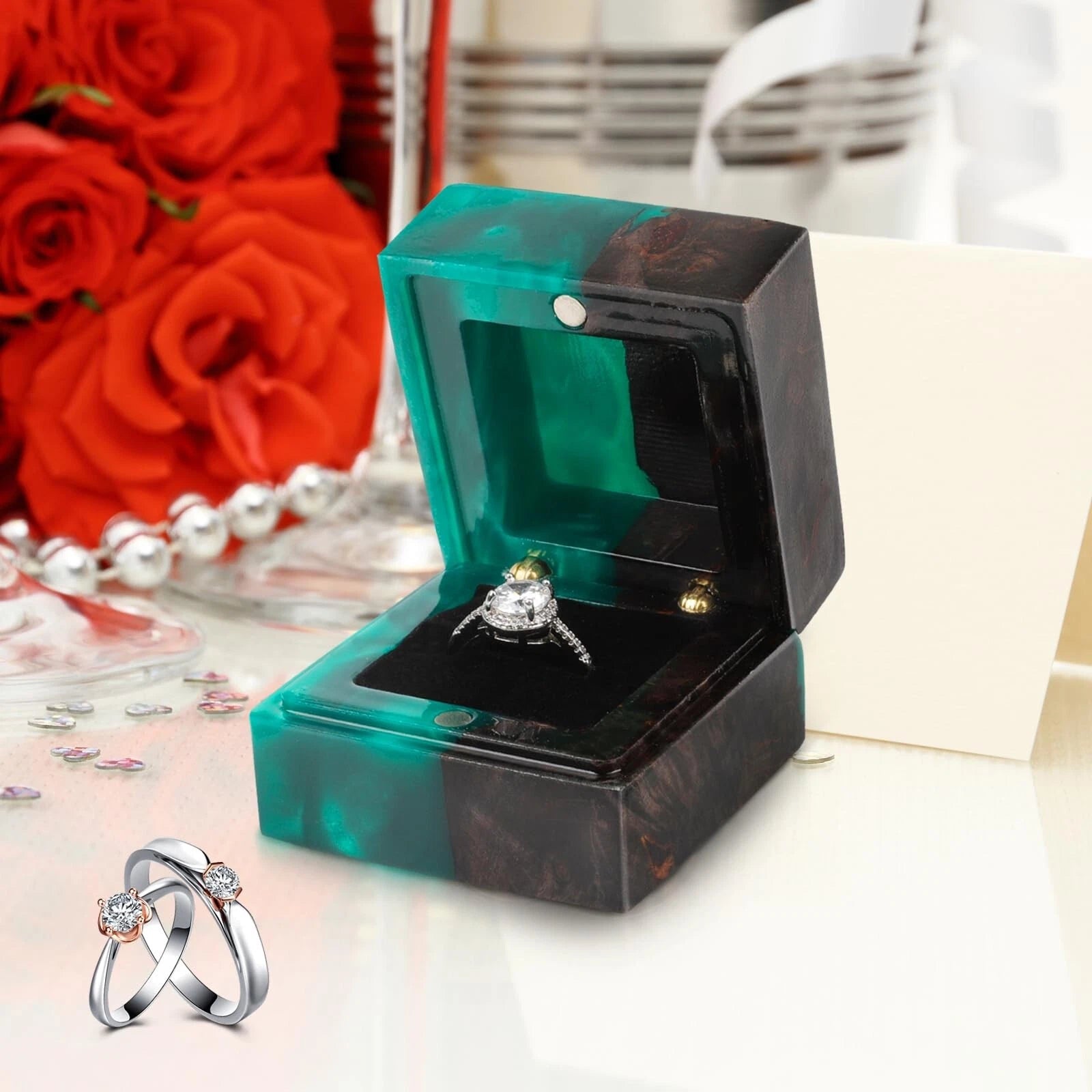 Wedding Ring Box, Engagement Ring Box with Single Slot Handcrafted Stabilized... | eBay