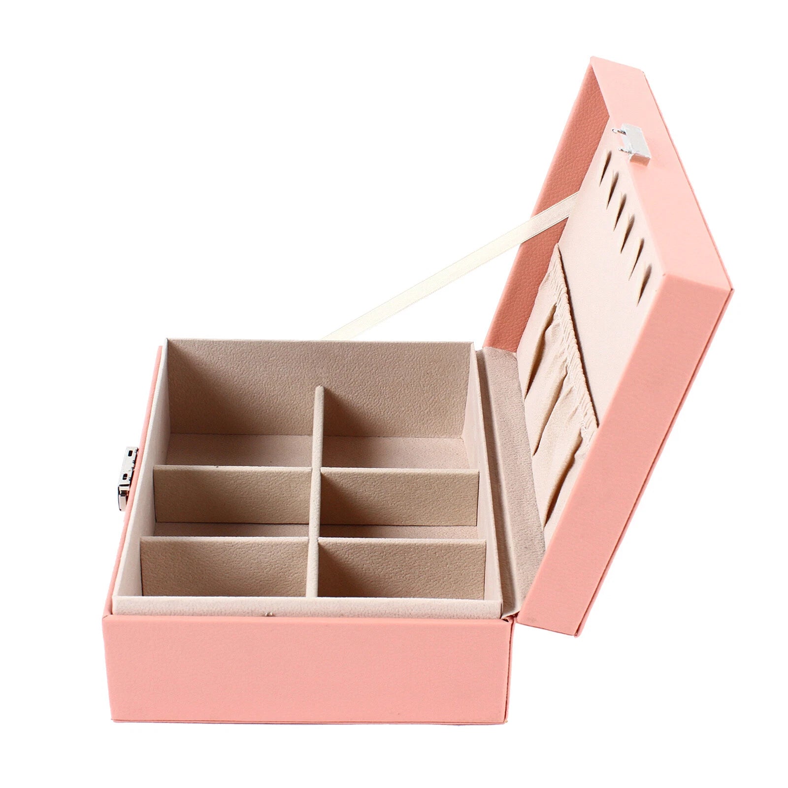 Double Layer Jewelry Box - PU Leather Organizer for Necklaces & Rings | eBay
