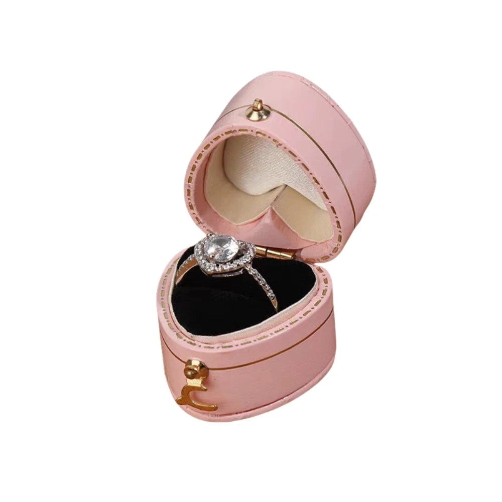 Engagement Ring Box Flannel Buckle Jewelry Case Vintage Leather Small Ring Box | eBay