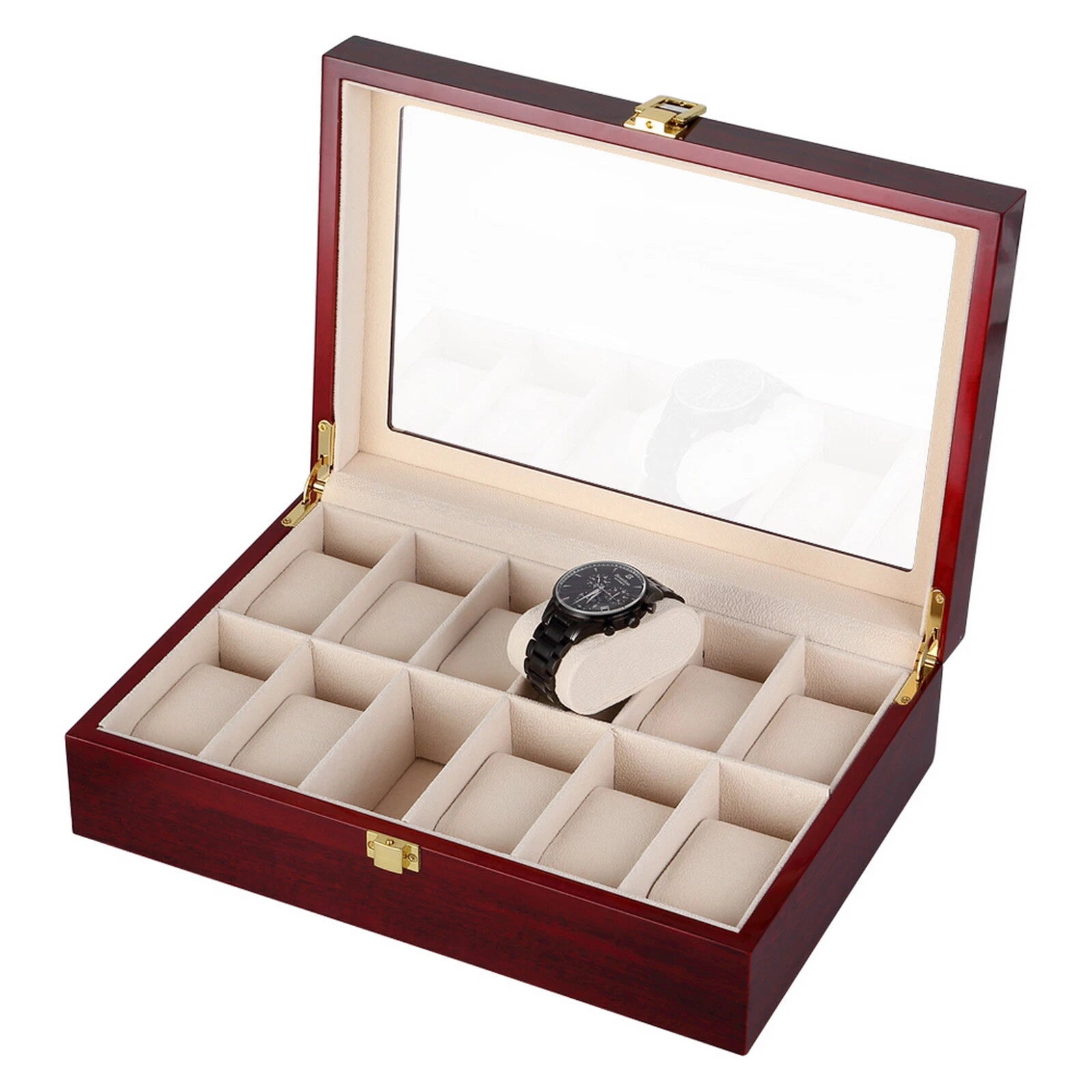 12 Slots Man Wooden Watch Display Box Jewelry Storage Organizer Case Holder Gift | eBay