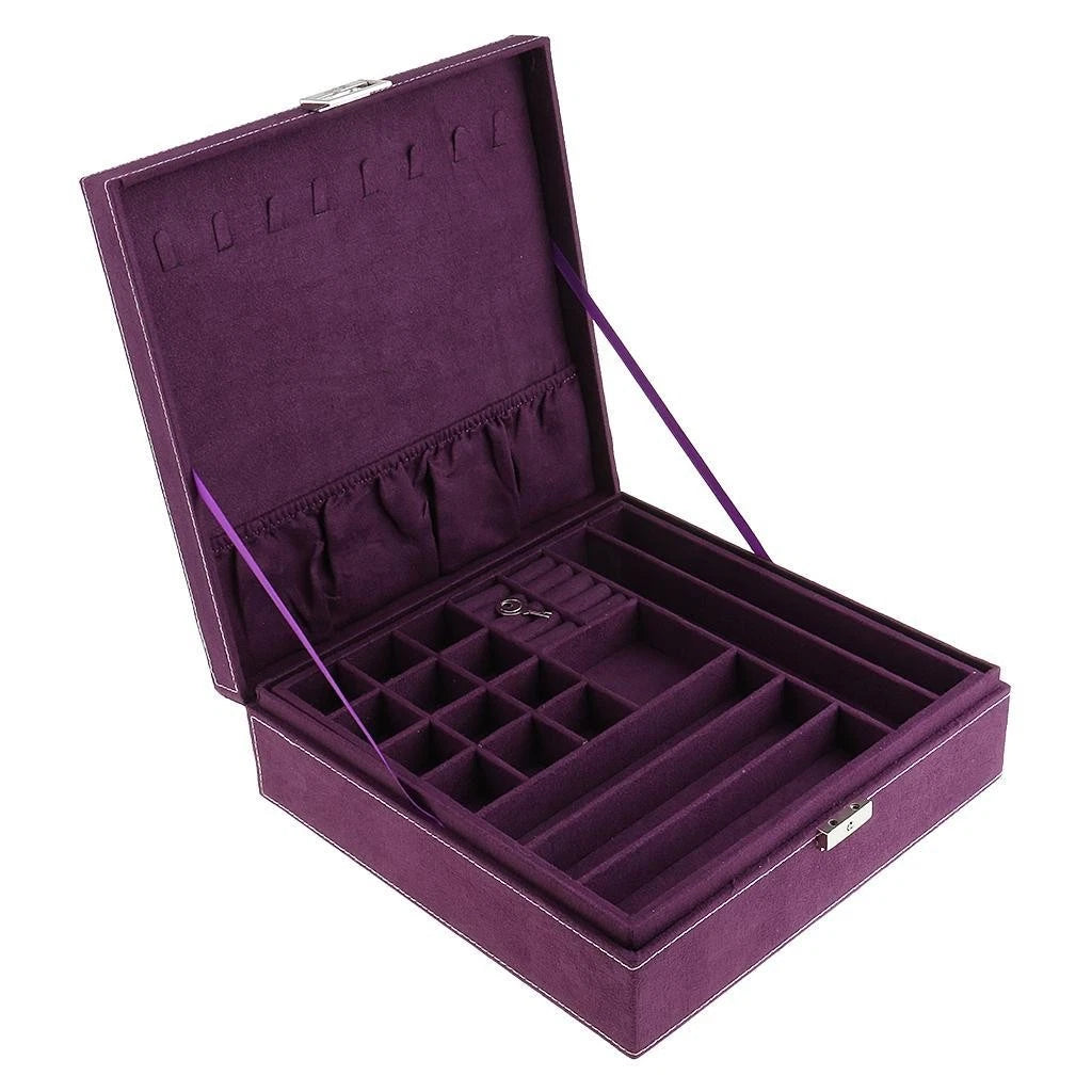 Two-Layer Velvet Jewelry Box Organizer Display Case with Color for | eBay