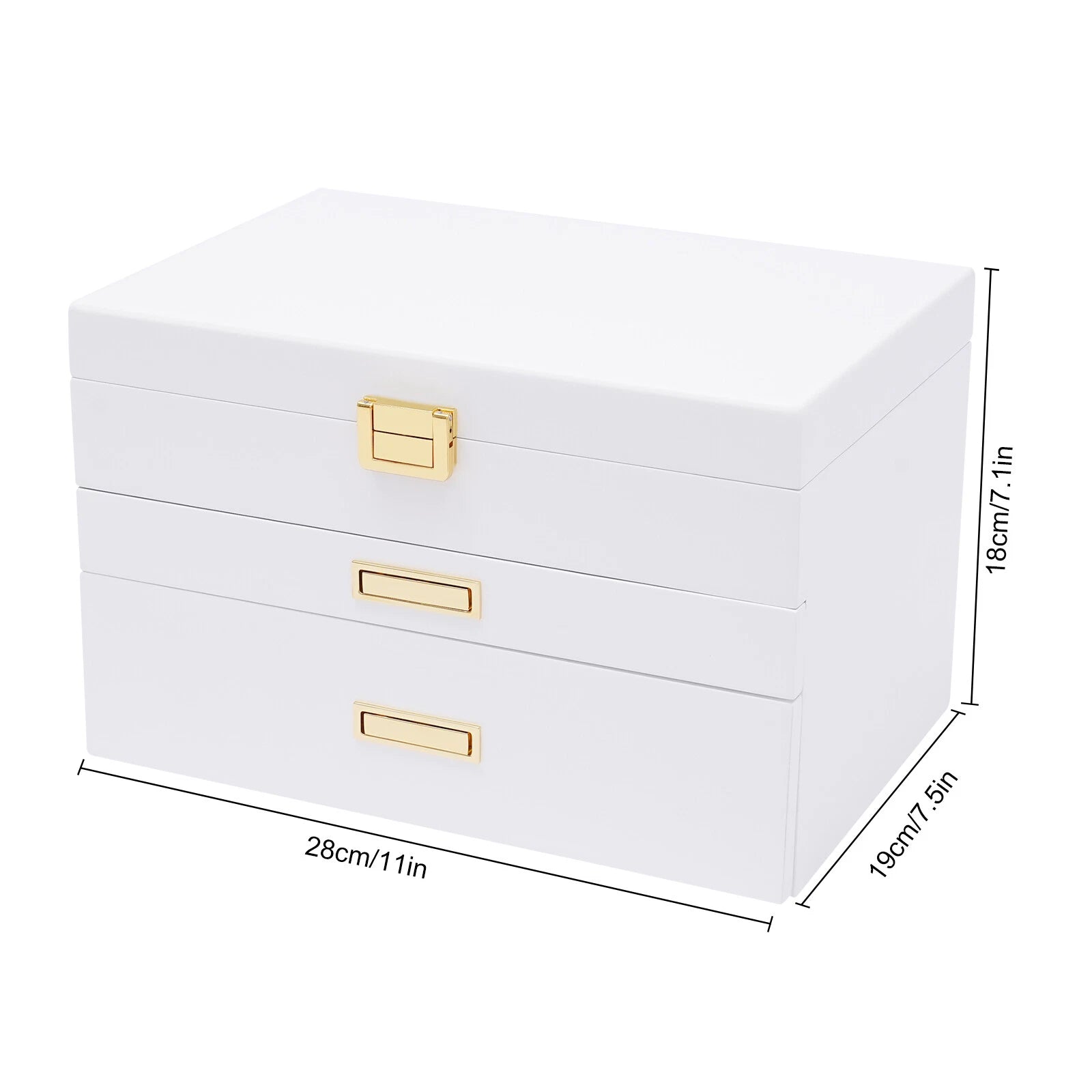 3-Layer Jewelry Organizer Box Earring Ring Necklace Bracelet Storage Case White | eBay
