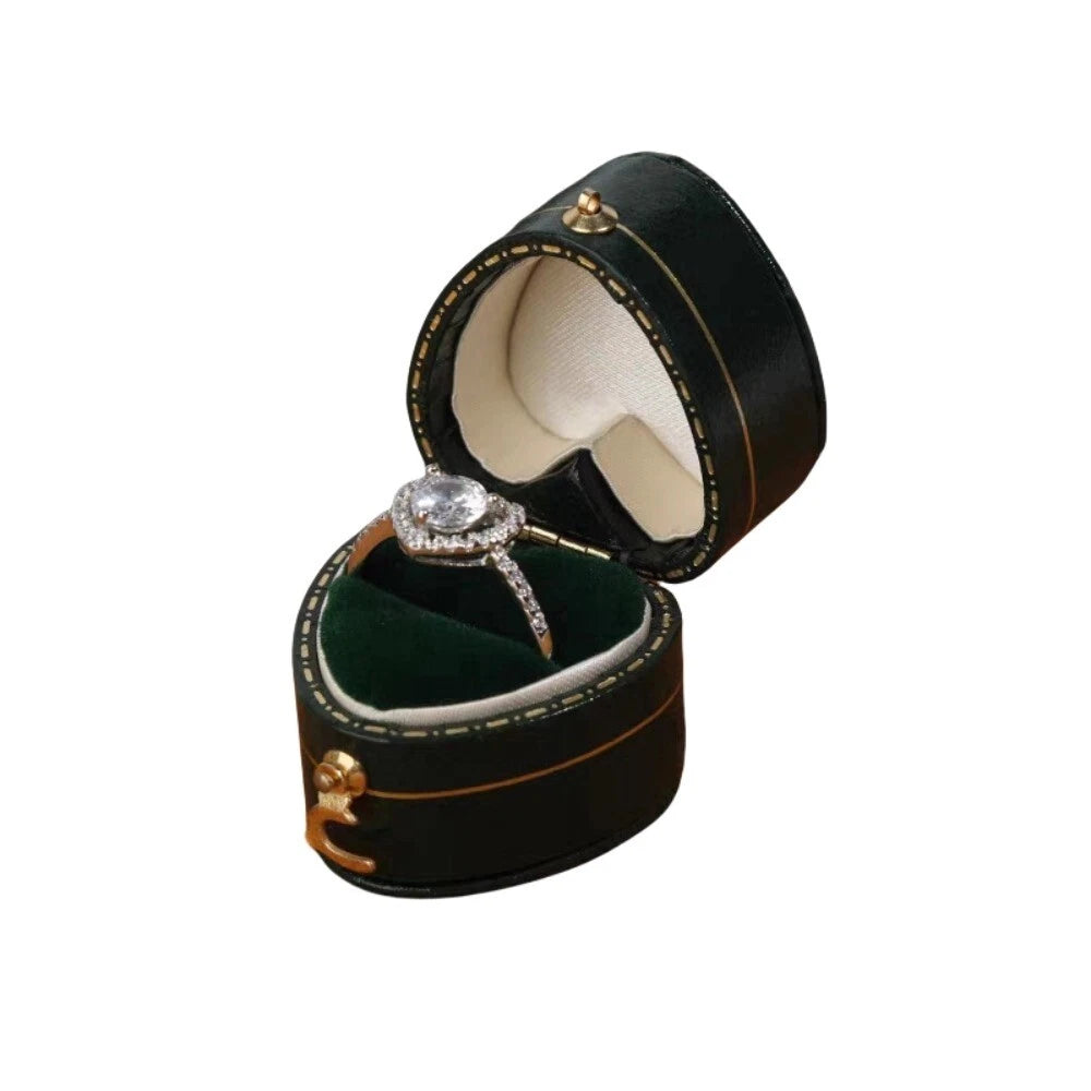 Engagement Ring Box Flannel Buckle Jewelry Case Vintage Leather Small Ring Box | eBay