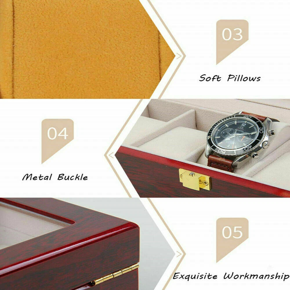 12 Slots Man Wooden Watch Display Box Jewelry Storage Organizer Case Holder Gift | eBay