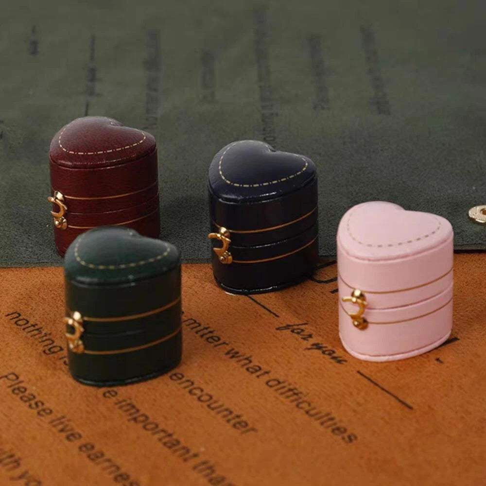 Engagement Ring Box Flannel Buckle Jewelry Case Vintage Leather Small Ring Box | eBay