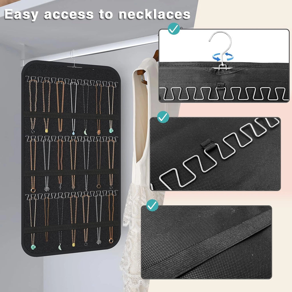 Hanging Jewelry Organizer Storage, 40 Pockets 36 Hooks Necklace Earring Necklace | eBay