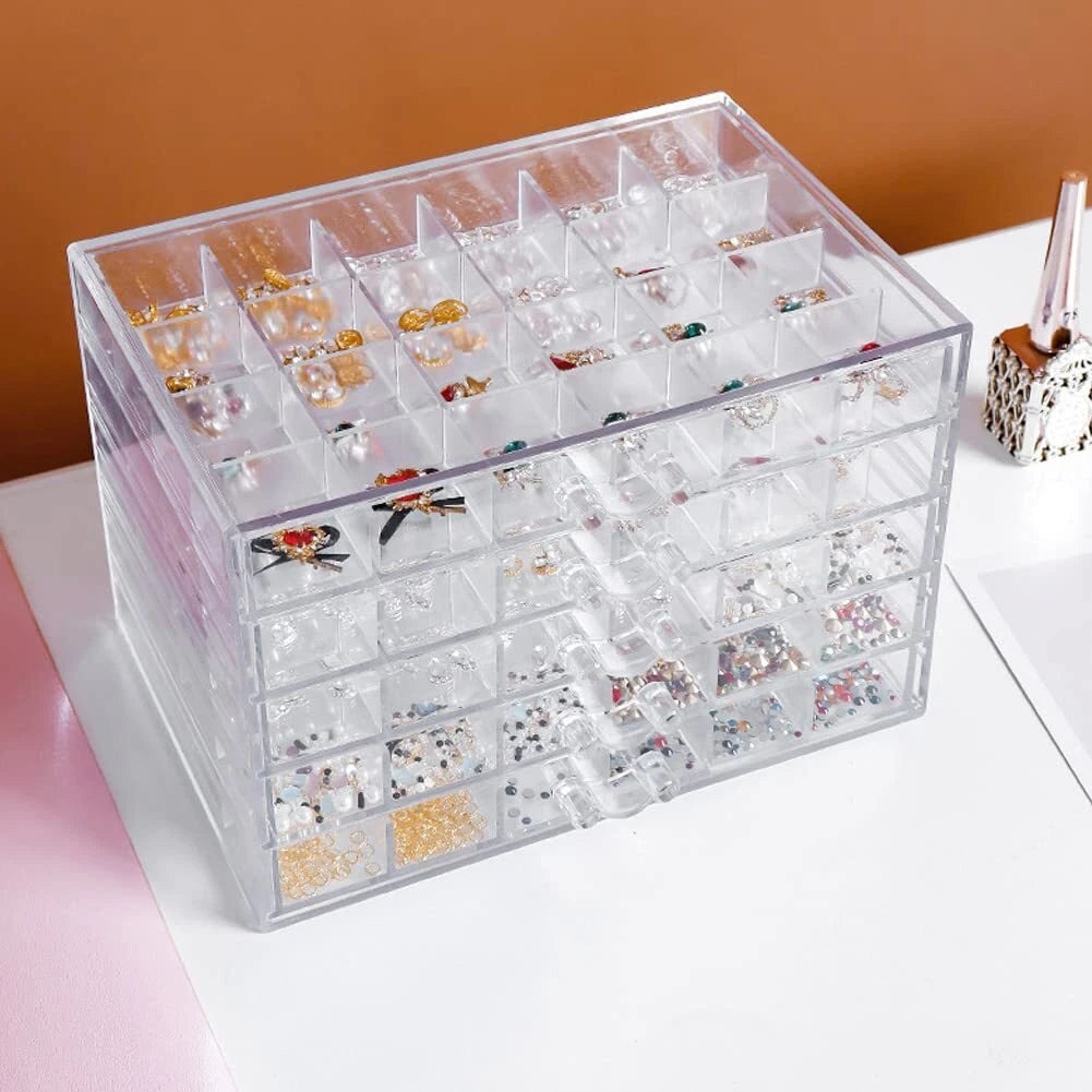 Earring Storage Box Organizer Acrylic Jewelry Storage Box Holder 5 Drawers Tr... | eBay