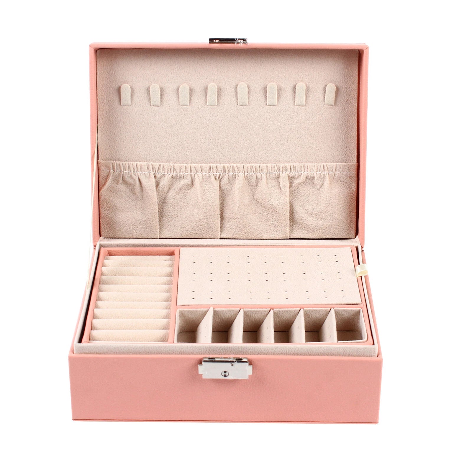 Double Layer Jewelry Box - PU Leather Organizer for Necklaces & Rings | eBay