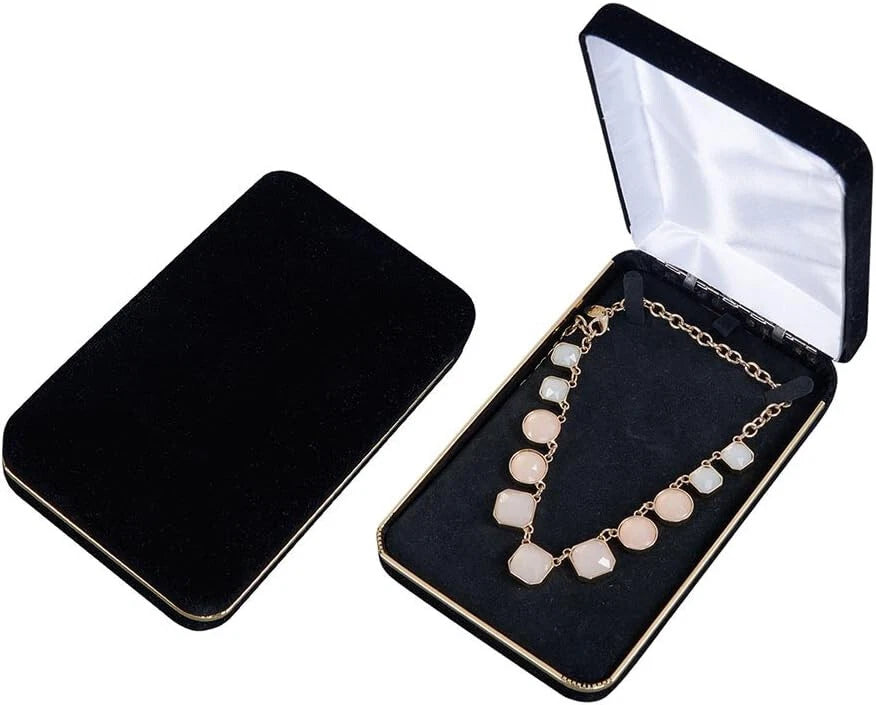 24 Black Faux Leather Necklace Boxes 4 ¼" x 7" x 1 ⅜" Jewelry Box Pendant Gift | eBay